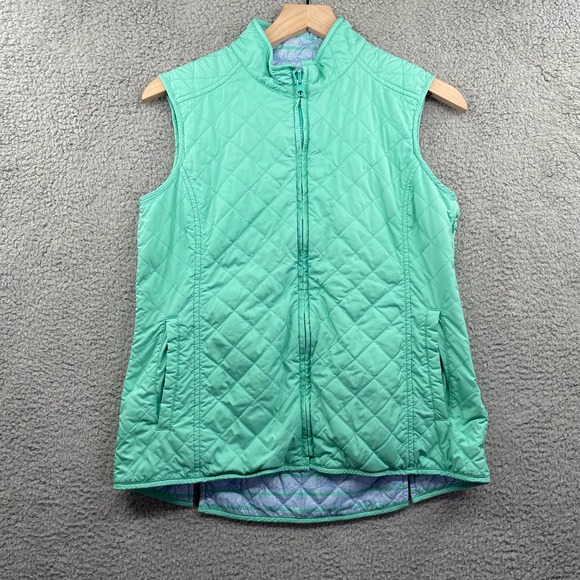 PETER MILLAR Womens Element Warmth Reversible Quilted Vest Size Small Green Blue - Picture 2 of 8
